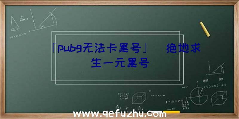 「pubg无法卡黑号」|绝地求生一元黑号